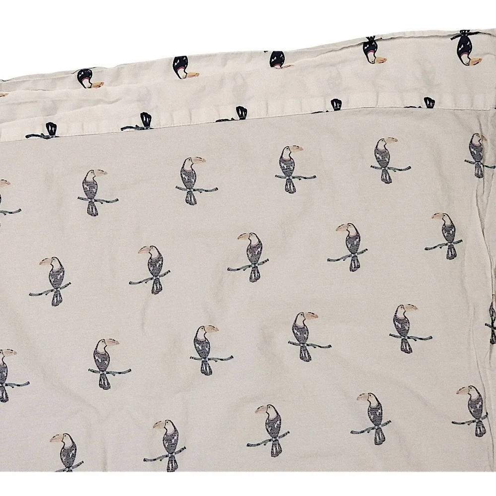 Martha‎ Stewart Flat Sheet Twin WHIM Toucan Bird Kids White Tropical Cotton Bed